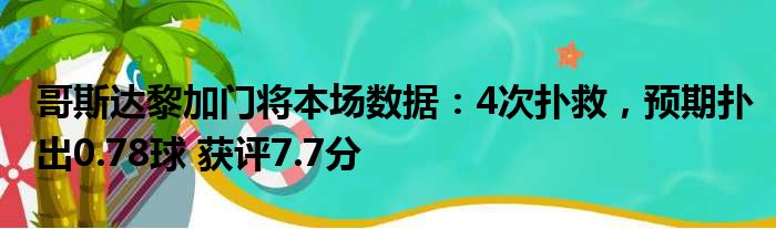 哥斯达黎加门将本场数据：4次扑救，预期扑出0.78球 获评7.7分