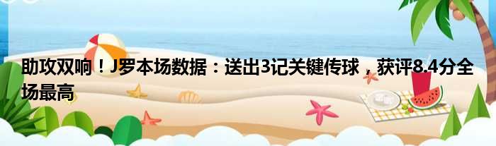 助攻双响！J罗本场数据：送出3记关键传球，获评8.4分全场最高