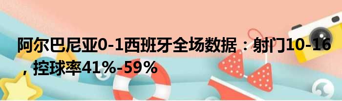 阿尔巴尼亚0-1西班牙全场数据：射门10-16，控球率41%-59%