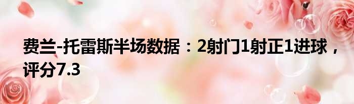 费兰-托雷斯半场数据：2射门1射正1进球，评分7.3