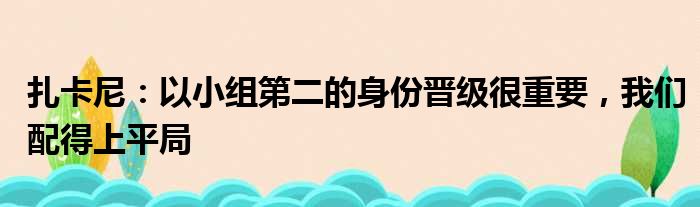 扎卡尼：以小组第二的身份晋级很重要，我们配得上平局