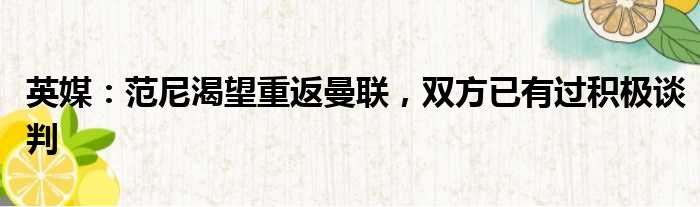 英媒：范尼渴望重返曼联，双方已有过积极谈判