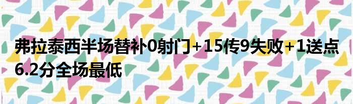 弗拉泰西半场替补0射门+15传9失败+1送点 6.2分全场最低