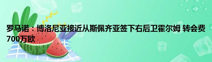 罗马诺：博洛尼亚接近从斯佩齐亚签下右后卫霍尔姆 转会费700万欧