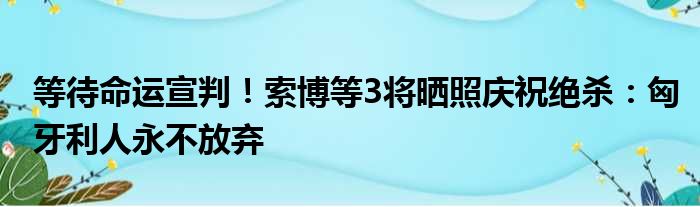 等待命运宣判！索博等3将晒照庆祝绝杀：匈牙利人永不放弃