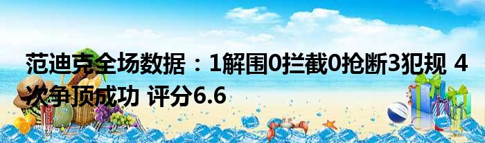 范迪克全场数据：1解围0拦截0抢断3犯规 4次争顶成功 评分6.6