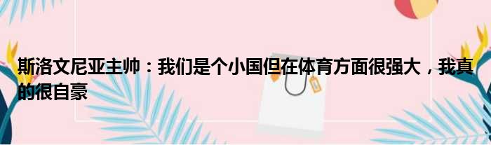 斯洛文尼亚主帅：我们是个小国但在体育方面很强大，我真的很自豪