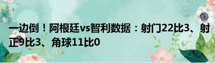一边倒！阿根廷vs智利数据：射门22比3、射正9比3、角球11比0