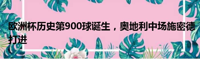 欧洲杯历史第900球诞生，奥地利中场施密德打进