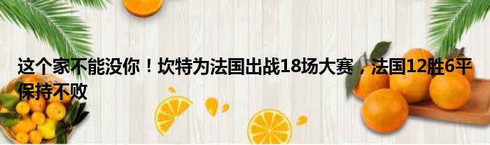 这个家不能没你！坎特为法国出战18场大赛，法国12胜6平保持不败