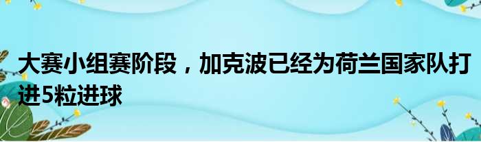 大赛小组赛阶段，加克波已经为荷兰国家队打进5粒进球