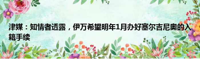 津媒：知情者透露，伊万希望明年1月办好塞尔吉尼奥的入籍手续