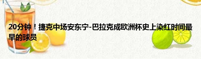 20分钟！捷克中场安东宁-巴拉克成欧洲杯史上染红时间最早的球员