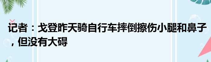 记者：戈登昨天骑自行车摔倒擦伤小腿和鼻子，但没有大碍
