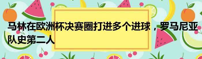 马林在欧洲杯决赛圈打进多个进球，罗马尼亚队史第二人