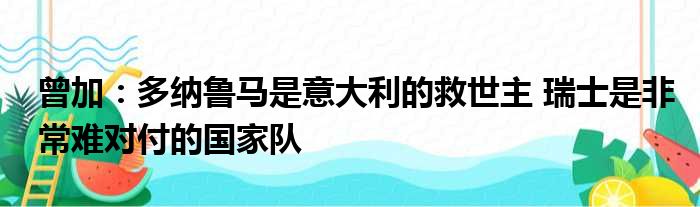 曾加：多纳鲁马是意大利的救世主 瑞士是非常难对付的国家队