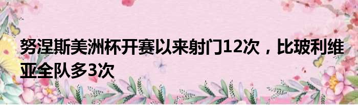 努涅斯美洲杯开赛以来射门12次，比玻利维亚全队多3次