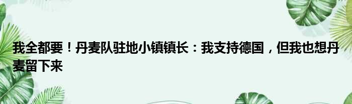 我全都要！丹麦队驻地小镇镇长：我支持德国，但我也想丹麦留下来