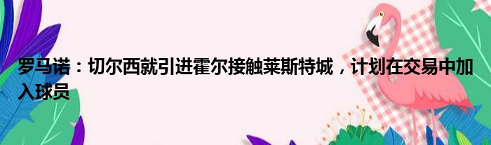 罗马诺：切尔西就引进霍尔接触莱斯特城，计划在交易中加入球员