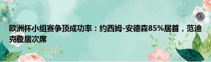 欧洲杯小组赛争顶成功率：约西姆-安德森85%居首，范迪克位居次席