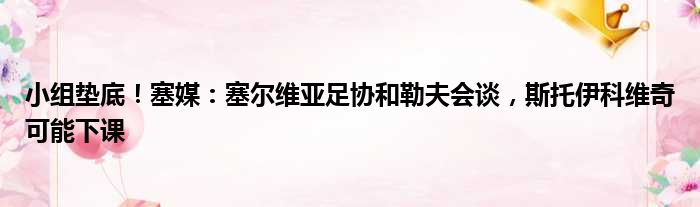 小组垫底！塞媒：塞尔维亚足协和勒夫会谈，斯托伊科维奇可能下课
