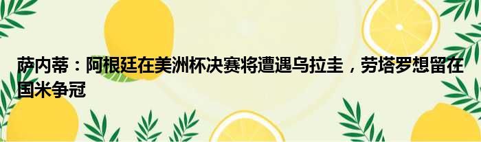 萨内蒂：阿根廷在美洲杯决赛将遭遇乌拉圭，劳塔罗想留在国米争冠