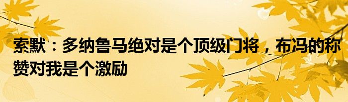 索默：多纳鲁马绝对是个顶级门将，布冯的称赞对我是个激励