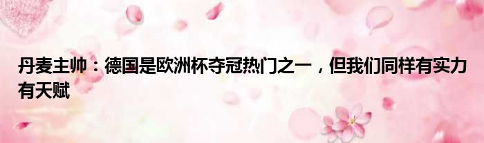 丹麦主帅：德国是欧洲杯夺冠热门之一，但我们同样有实力有天赋