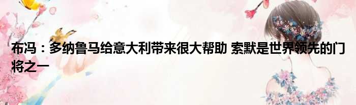 布冯：多纳鲁马给意大利带来很大帮助 索默是世界领先的门将之一