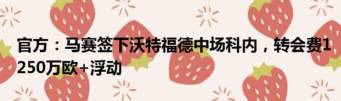官方：马赛签下沃特福德中场科内，转会费1250万欧+浮动