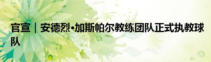 官宣｜安德烈·加斯帕尔教练团队正式执教球队