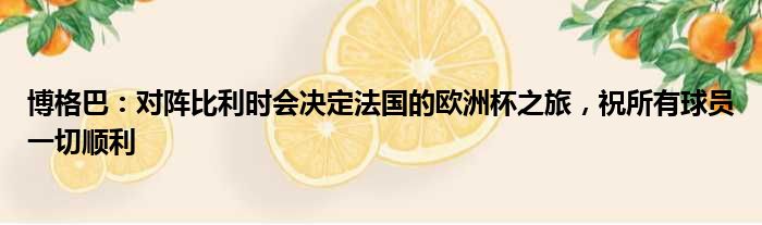 博格巴：对阵比利时会决定法国的欧洲杯之旅，祝所有球员一切顺利