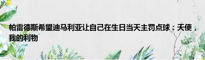 帕雷德斯希望迪马利亚让自己在生日当天主罚点球：天使，我的利物