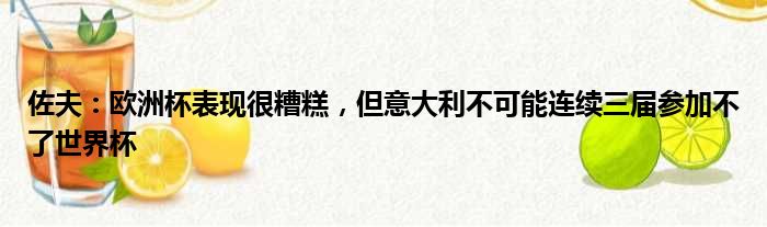 佐夫：欧洲杯表现很糟糕，但意大利不可能连续三届参加不了世界杯