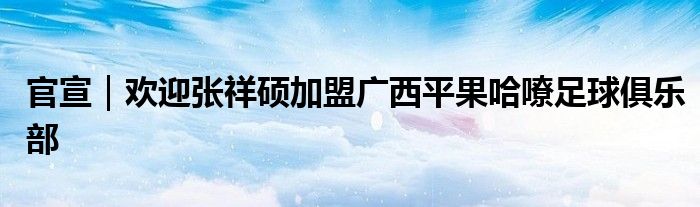 官宣｜欢迎张祥硕加盟广西平果哈嘹足球俱乐部