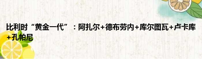 比利时“黄金一代”：阿扎尔+德布劳内+库尔图瓦+卢卡库+孔帕尼