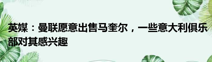 英媒：曼联愿意出售马奎尔，一些意大利俱乐部对其感兴趣