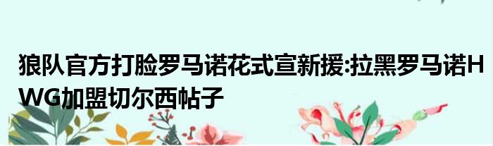 狼队官方打脸罗马诺花式宣新援:拉黑罗马诺HWG加盟切尔西帖子