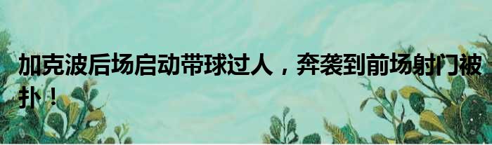 加克波后场启动带球过人，奔袭到前场射门被扑！