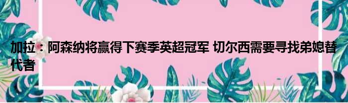 加拉：阿森纳将赢得下赛季英超冠军 切尔西需要寻找弟媳替代者