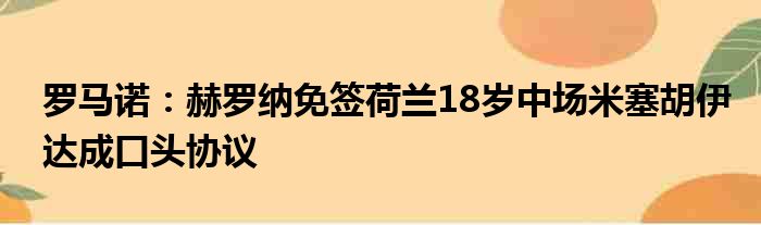 罗马诺：赫罗纳免签荷兰18岁中场米塞胡伊达成口头协议