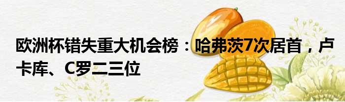 欧洲杯错失重大机会榜：哈弗茨7次居首，卢卡库、C罗二三位