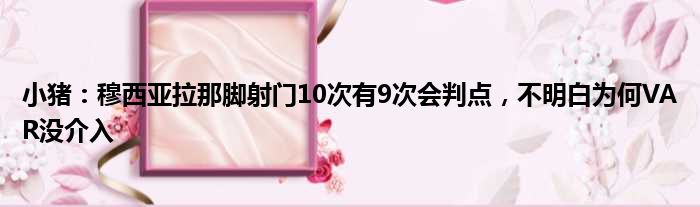 小猪：穆西亚拉那脚射门10次有9次会判点，不明白为何VAR没介入