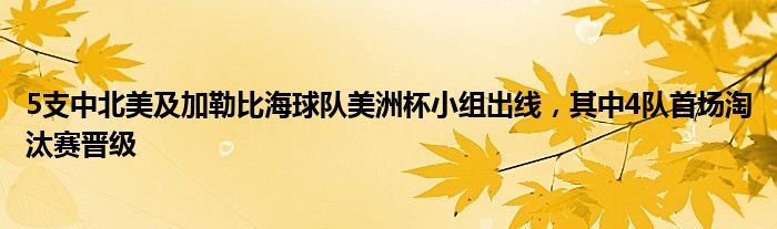5支中北美及加勒比海球队美洲杯小组出线，其中4队首场淘汰赛晋级