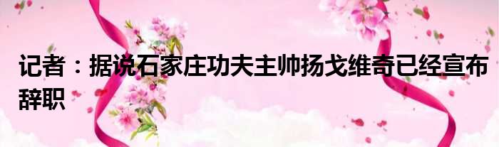 记者：据说石家庄功夫主帅扬戈维奇已经宣布辞职