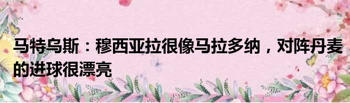 马特乌斯：穆西亚拉很像马拉多纳，对阵丹麦的进球很漂亮