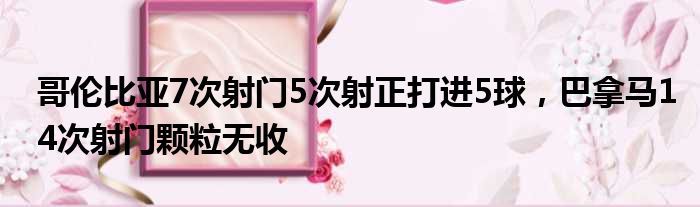 哥伦比亚7次射门5次射正打进5球，巴拿马14次射门颗粒无收