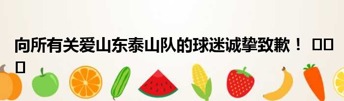 向所有关爱山东泰山队的球迷诚挚致歉！ ​​​