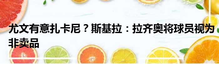尤文有意扎卡尼？斯基拉：拉齐奥将球员视为非卖品