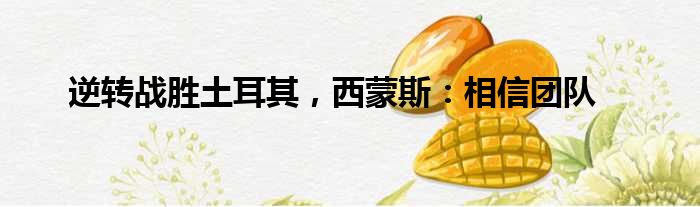 逆转战胜土耳其，西蒙斯：相信团队